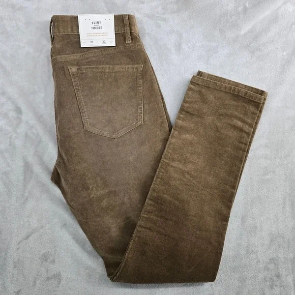 Flint and Tinder Tapered Fit Corduroy Pants Men Size 31x32 Brown - Picture 1 of 9